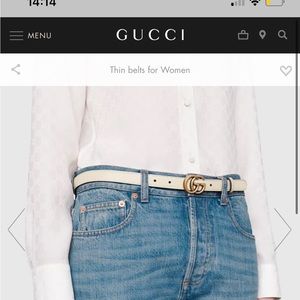 Gucci “Thin” White Leather Belt